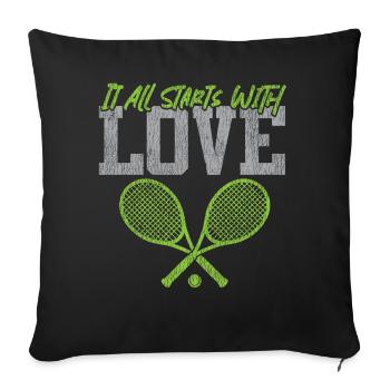 Drôle de joueur de tennis raquette jeu de mots - Housse de coussin décorative 45 x 45 cm - noir - Devant
