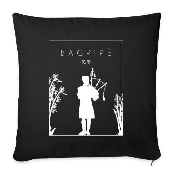 Cornemuse Chinoise Hanzi Sarbacane Great Highland - Housse de coussin décorative 45 x 45 cm - noir - Devant