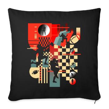 Abstract American Football Spieler Sport - Sofakissenbezug 45 x 45 cm - Schwarz - Vorne