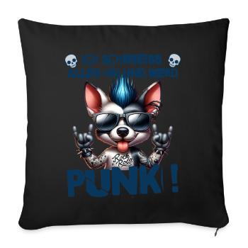 I don't care - Schmeiss alles hin werd Punk Punkrock - Sofa pillowcase 17,3'' x 17,3'' (45 x 45 cm) - black - Front
