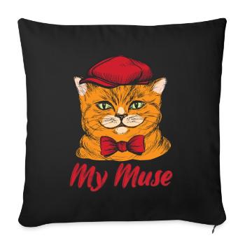 Artiste Peintre Graphique Mon chat Dessinateur Artiste - Housse de coussin décorative 45 x 45 cm - noir - Devant