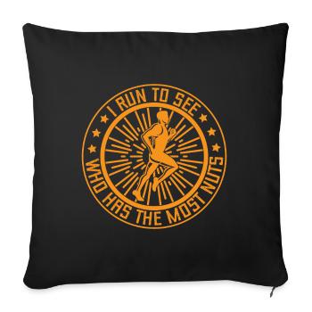 Courir Qui a le plus de noix Marathon Runner cadeau - Housse de coussin décorative 45 x 45 cm - noir - Devant