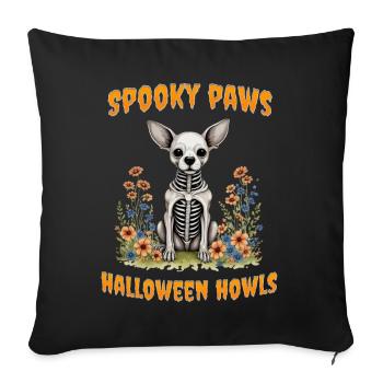 Pattes effrayantes et hurlements d’Halloween - Housse de coussin décorative 45 x 45 cm - noir - Devant