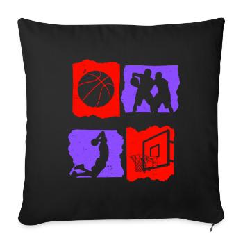 Basketball Tshirt B-Ball Dunking Rebound Player - Sofa pillowcase 17,3'' x 17,3'' (45 x 45 cm) - black - Front