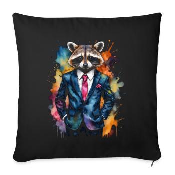 Costume de raton laveur Imprimé de design animal coloré - Housse de coussin décorative 45 x 45 cm - noir - Devant
