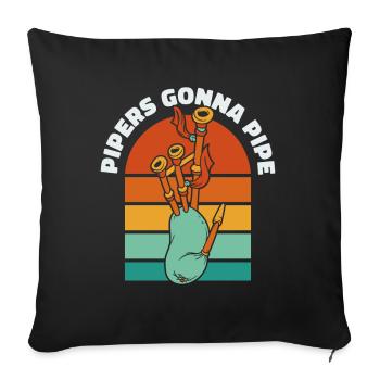 Les cornemuseurs vont à Pipe Great Highland Bagpipe Lessons - Housse de coussin décorative 45 x 45 cm - noir - Devant