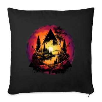Nature, Nature Lover, Forest, Sunset - Sofa pillowcase 17,3'' x 17,3'' (45 x 45 cm) - black - Front