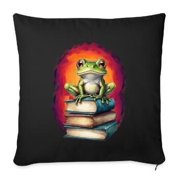 Frog Frogs Toad Child Kids Book Reading - Sofa pillowcase 17,3'' x 17,3'' (45 x 45 cm) - black - Front