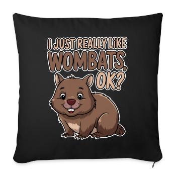 Wombat Disant Australie Drôle Wombats Cadeau - Housse de coussin décorative 45 x 45 cm - noir - Devant