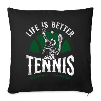 Drôle de joueur de tennis raquette la vie est - Housse de coussin décorative 45 x 45 cm - noir - Devant
