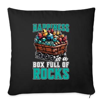 Le bonheur des géologues est une boîte pleine de roches - Housse de coussin décorative 45 x 45 cm - noir - Devant