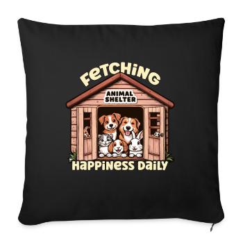 Animal Shelter Fetching Happiness Daily Dog Lover - Sofa pillowcase 17,3'' x 17,3'' (45 x 45 cm) - black - Front