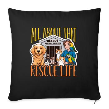 Refuge pour animaux Tout sur ce vétérinaire de sauvetage - Housse de coussin décorative 45 x 45 cm - noir - Devant