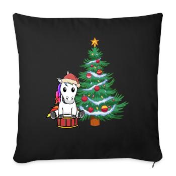 Unicorn Unicorns Christmas Christmas Tree Santa - Sofa pillowcase 17,3'' x 17,3'' (45 x 45 cm) - black - Front