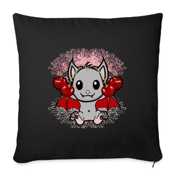 bat bats cherries cherry blossom fruit - Sofa pillowcase 17,3'' x 17,3'' (45 x 45 cm) - black - Front