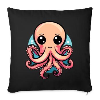 Cute Kawaii Octopus - Sofa pillowcase 17,3'' x 17,3'' (45 x 45 cm) - black - Front