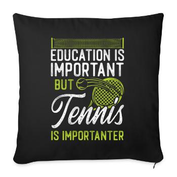 Raquette de joueur de tennis drôle - Housse de coussin décorative 45 x 45 cm - noir - Devant