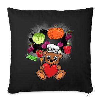 Teddy Cook Cooks Cook Vegetable Cooking Bear - Sofa pillowcase 17,3'' x 17,3'' (45 x 45 cm) - black - Front
