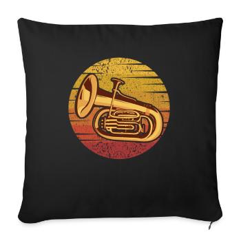 Instrument rétro Euphoniste Euphoniste Joueur Euphoniumiste - Housse de coussin décorative 45 x 45 cm - noir - Devant