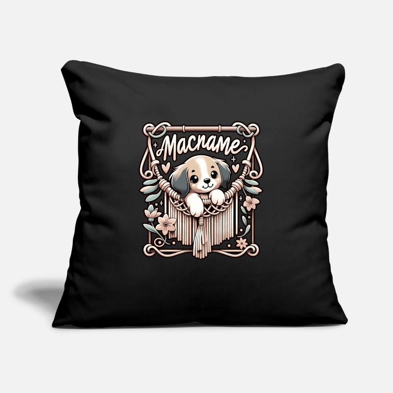 Drôle de macramé chien artiste macramé Housse de coussin décorative 45 x 45 cm