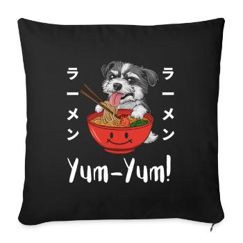 Ramen Nouilles Chibi Asia Soupe de nouilles pour chiens Anime - Housse de coussin décorative 45 x 45 cm - noir - Devant