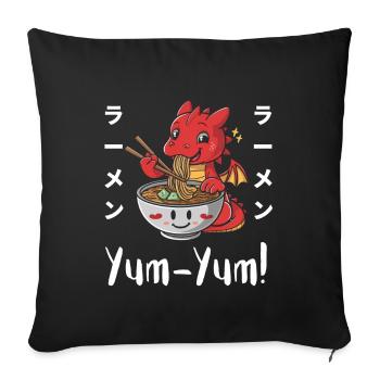 Ramen Nouilles Chibi Asie Dragon Nouilles Soupe Anime - Housse de coussin décorative 45 x 45 cm - noir - Devant