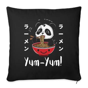 Nouilles Ramen Chibi Asie Soupe de nouilles Panda Anime - Housse de coussin décorative 45 x 45 cm - noir - Devant