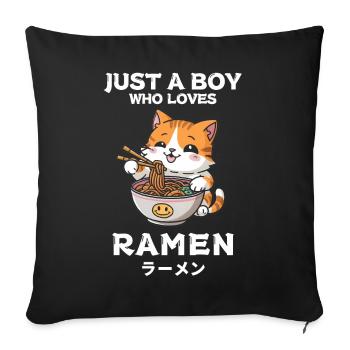 Ramen Nouilles Chibi Asie Chats Nouilles Soupe Anime - Housse de coussin décorative 45 x 45 cm - noir - Devant