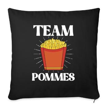 Équipe drôle de frites design Frites pomme de terre - Housse de coussin décorative 45 x 45 cm - noir - Devant