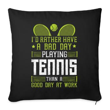 drôle de raquette de joueur de tennis que j’aurais - Housse de coussin décorative 45 x 45 cm - noir - Devant