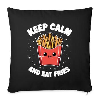 Funny French Fries Saying Potatoes - Sofa pillowcase 17,3'' x 17,3'' (45 x 45 cm) - black - Front