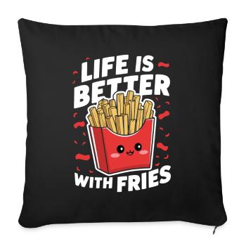 Pommes Fans - Frites - Pommesbude - Housse de coussin décorative 45 x 45 cm - noir - Devant