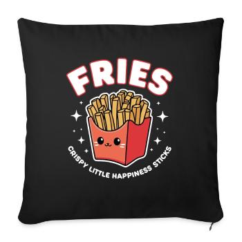 Frittierte Pommes Kartoffel Stäbchen Fast Food - Sofakissenbezug 45 x 45 cm - Schwarz - Vorne