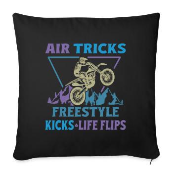 Dirt Biker Riding Air Tricks Freestyle Dirt Bike - Sofa pillowcase 17,3'' x 17,3'' (45 x 45 cm) - black - Front