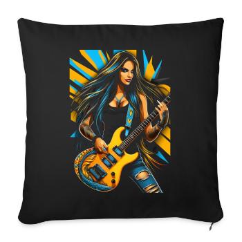 Wild guitar diva with electric guitar - Sofa pillowcase 17,3'' x 17,3'' (45 x 45 cm) - black - Front