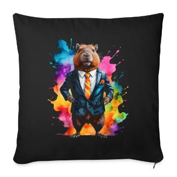 Capybara Suit Capy Colorful Animal Design Print - Sofa pillowcase 17,3'' x 17,3'' (45 x 45 cm) - black - Front