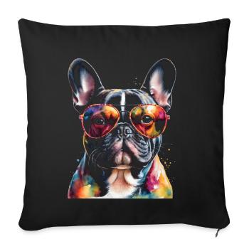 Französische Bulldogge Sonnenbrille Frenchie Hund - Sofakissenbezug 45 x 45 cm - Schwarz - Vorne