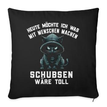 Chat, Ironie, Drôle, Travail, Drôle, Sarcasme, Antisocial - Housse de coussin décorative 45 x 45 cm - noir - Devant