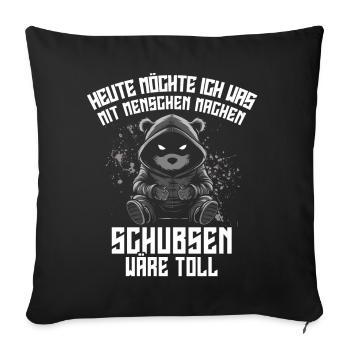 Bear, Irony, Funny, Work, Funny, Sarcasm, Antisocial - Sofa pillowcase 17,3'' x 17,3'' (45 x 45 cm) - black - Front