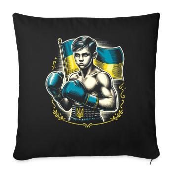 Ukrainian boxer Patriotic boxer - Sofa pillowcase 17,3'' x 17,3'' (45 x 45 cm) - black - Front