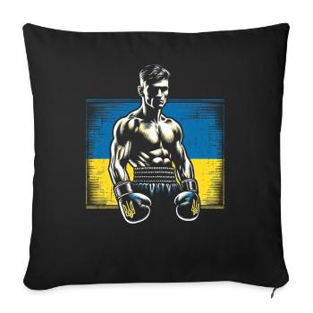 Ukrainian Boxer – Vintage Box Flag Ukraine - Sofa pillowcase 17,3'' x 17,3'' (45 x 45 cm) - black - Front