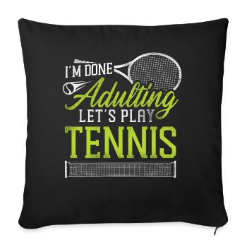 drôle de raquette de joueur de tennis je suis - Housse de coussin décorative 45 x 45 cm - noir - Devant