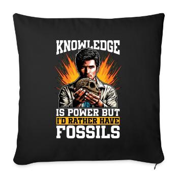 Fossil Hunter Knowledge Is Power Paleontologist - Sofa pillowcase 17,3'' x 17,3'' (45 x 45 cm) - black - Front