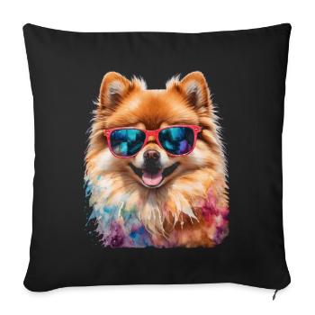Pomeranian Pomeranian Sunglasses Dog Print - Sofa pillowcase 17,3'' x 17,3'' (45 x 45 cm) - black - Front