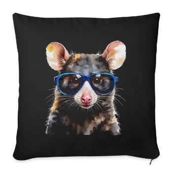 Lunettes de soleil Opossum Imprimé de design animalier coloré - Housse de coussin décorative 45 x 45 cm - noir - Devant