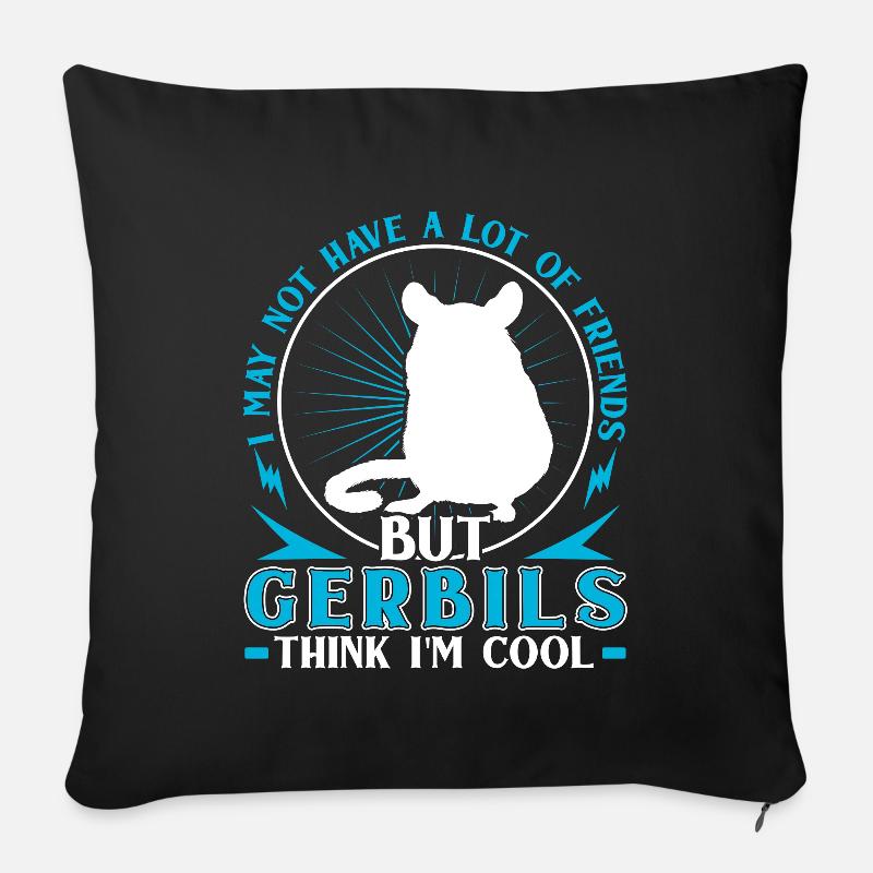 Une gerbille pense que je suis cool Gerbille rongeur - Housse de coussin décorative 45 x 45 cm - noir