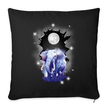 Eléphant Eléphant Pleine Lune Lune Enfants Enfant - Housse de coussin décorative 45 x 45 cm - noir - Devant