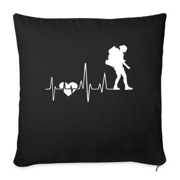 Backpacking Backpacking Heartbeat - Sofa pillowcase 17,3'' x 17,3'' (45 x 45 cm) - black - Front