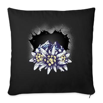 Gebirge Berge Tirol Österreich Schweiz Berg Blumen - Sofakissenbezug 45 x 45 cm - Schwarz - Vorne