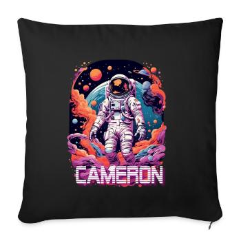CAMERON - Beautiful boy name with cool astronaut - Sofa pillowcase 17,3'' x 17,3'' (45 x 45 cm) - black - Front